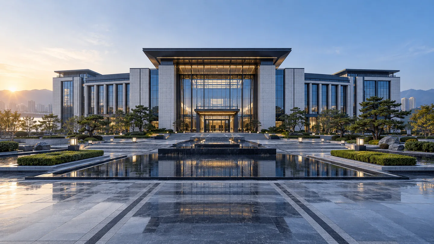 开阔的现代商务建筑公共空间，企业介绍的环境参考照片